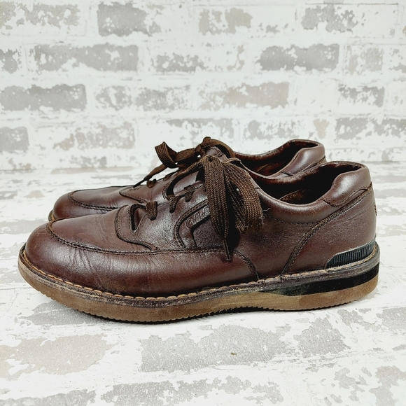 Cabela's Dark Brown Leather Lace Up Round Toe Casual Oxford Sneakers O395 - Picture 1 of 12